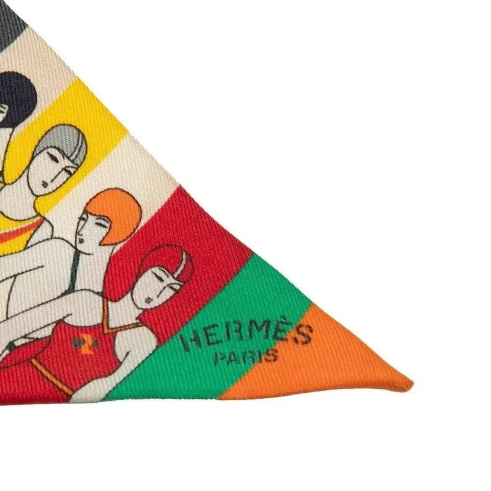 Hermes Twilly Les Baigneuses Silk Scarf Multicolor